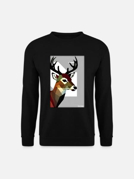 Reh Polygon Wildtier Wildnis Wald Natur Geweih - Unisex Pullover - Schwarz