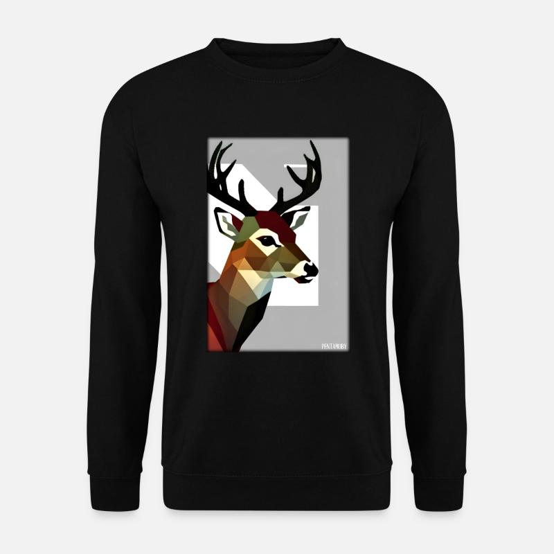 Reh Polygon Wildtier Wildnis Wald Natur Geweih - Unisex Pullover - Schwarz