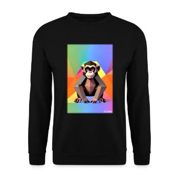 Affe Polygon Tiere Wildnis Zoo Afrika Safari - Unisex Pullover - Schwarz - Vorne - Alina (178cm) & Michal (187cm)