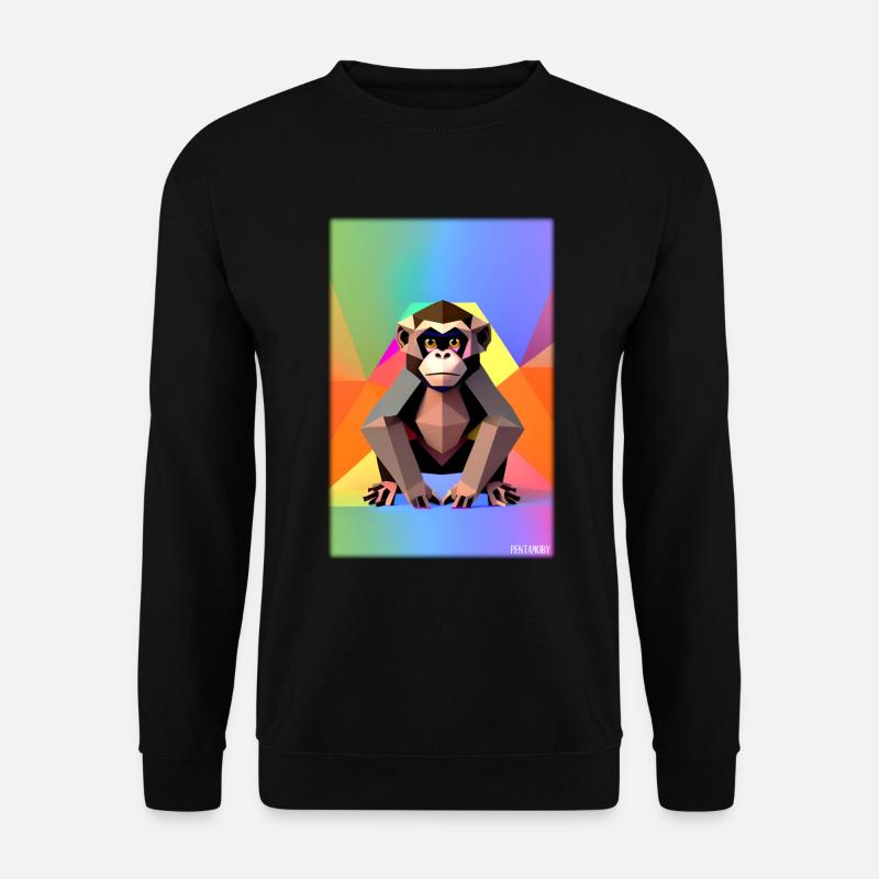 Monkey Polygon Animals Wilderness Zoo Africa Safari - Unisex Sweatshirt - black