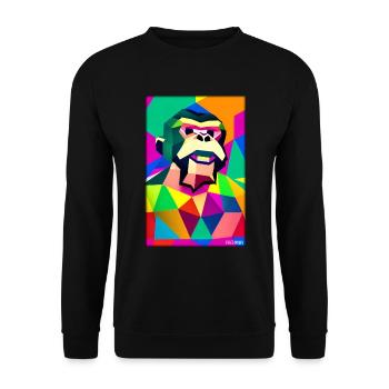 Affe Polygon Tiere Wildnis Zoo Afrika Safari - Unisex Pullover - Schwarz - Vorne - Alina (178cm) & Michal (187cm)