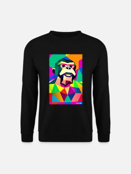 Monkey Polygon Animals Wilderness Zoo Africa Safari - Unisex Sweatshirt - black