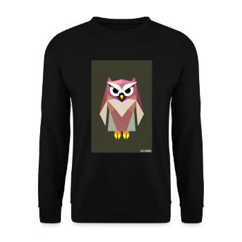 Eule Wütend Polygon Waldtier Wildnis Vogel Nacht - Unisex Pullover - Schwarz - Vorne - Alina (178cm) & Michal (187cm)