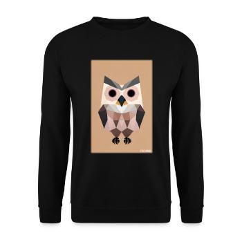 Eule Wütend Polygon Waldtier Wildnis Vogel Nacht - Unisex Pullover - Schwarz - Vorne - Alina (178cm) & Michal (187cm)