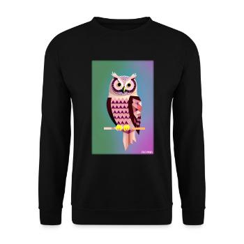Eule Wütend Polygon Waldtier Wildnis Vogel Nacht - Unisex Pullover - Schwarz - Vorne - Alina (178cm) & Michal (187cm)