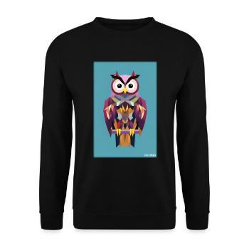 Eule Wütend Polygon Waldtier Wildnis Vogel Nacht - Unisex Pullover - Schwarz - Vorne - Alina (178cm) & Michal (187cm)