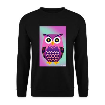 Eule Wütend Polygon Waldtier Wildnis Vogel Nacht - Unisex Pullover - Schwarz - Vorne - Alina (178cm) & Michal (187cm)