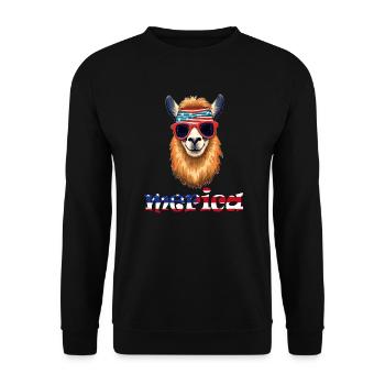 Merica 4 juillet Amérique USA Lama Funny Freedom - Sweat-shirt Unisexe - noir - Devant - Alina (178cm) & Michal (187cm)