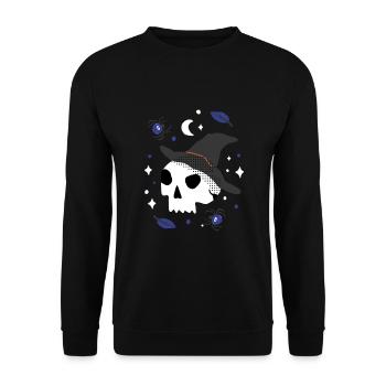 Illustration du crâne d’Halloween avec des araignées - Sweat-shirt Unisexe - noir - Devant - Alina (178cm) & Michal (187cm)
