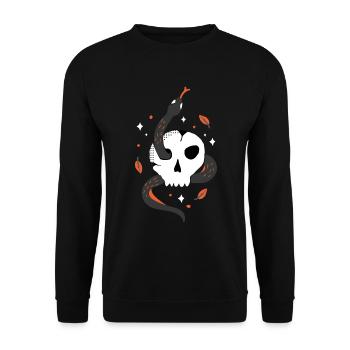 Illustration du crâne d’Halloween avec un serpent - Sweat-shirt Unisexe - noir - Devant - Alina (178cm) & Michal (187cm)