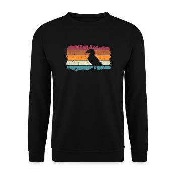 Retro Papageitaucher Puffin Papageientaucher - Unisex Pullover - Schwarz - Vorne - Alina (178cm) & Michal (187cm)