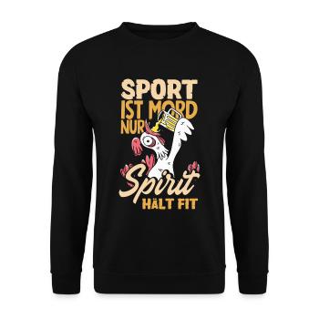 Sport ist Mord nur Sprit hält fit Biertrinker & - Unisex Pullover - Schwarz - Vorne - Alina (178cm) & Michal (187cm)