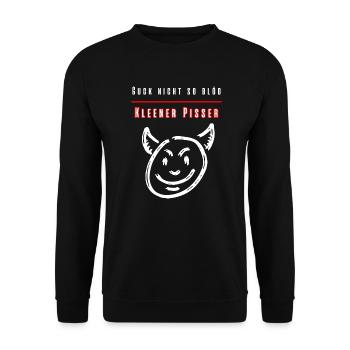 Guck nicht so blöd Kleiner Pisser-Party Fun Shirt - Unisex Pullover - Schwarz - Vorne - Alina (178cm) & Michal (187cm)
