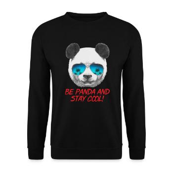 Animal Design Panda Stay Cool - RAHMENLOS Geschenk - Unisex Pullover - Schwarz - Vorne - Alina (178cm) & Michal (187cm)
