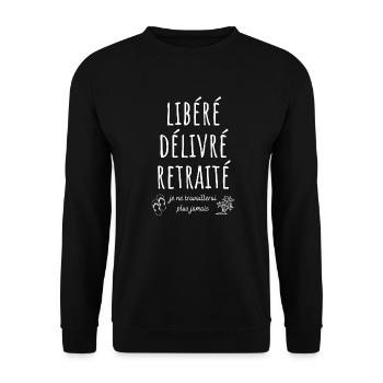 released issued retired, retirement gift - Unisex Sweatshirt - black - Front - Alina (178cm) & Michal (187cm)