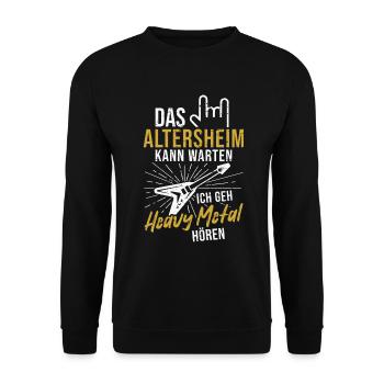 Heavy Metal Rock Musik Opa Altersheim Rentner - Unisex Pullover - Schwarz - Vorne - Alina (178cm) & Michal (187cm)