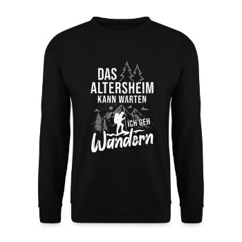Bergsteiger Opa Wanderer Rentner Bergwandern Alpen - Unisex Pullover - Schwarz - Vorne - Alina (178cm) & Michal (187cm)