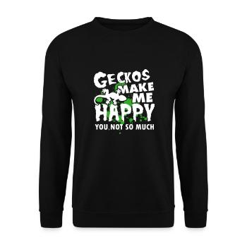 Geckos Make Me Happy - Unisex Sweatshirt - black - Front - Alina (178cm) & Michal (187cm)