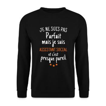Pas parfait mais assistant social - Sweat-shirt Unisexe - noir - Devant - Alina (178cm) & Michal (187cm)