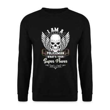Cop Handschellen - Unisex Pullover - Schwarz - Vorne - Alina (178cm) & Michal (187cm)