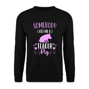 Teacup piggy cute - Unisex Sweatshirt - black - Front - Alina (178cm) & Michal (187cm)
