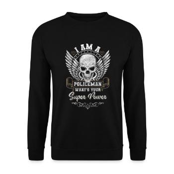 Polizei Beruf Kommisar Handschellen - Unisex Pullover - Schwarz - Vorne - Alina (178cm) & Michal (187cm)