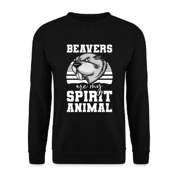 Beaver Bober Natural Wood - Unisex Sweatshirt - black - Front - Alina (178cm) & Michal (187cm)