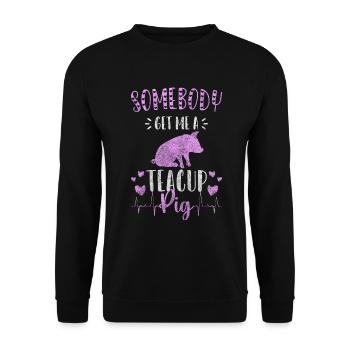Pig Small Breeder Pig - Unisex Sweatshirt - black - Front - Alina (178cm) & Michal (187cm)