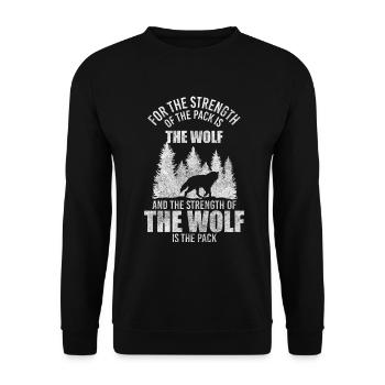 Wölfe Rudel Stärke Natur - Unisex Pullover - Schwarz - Vorne - Alina (178cm) & Michal (187cm)