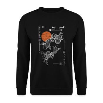 Asien Symbol Reise Schwertkampf - Unisex Pullover - Schwarz - Vorne - Alina (178cm) & Michal (187cm)