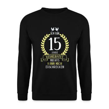 15 Jahre Verheiratet Kristallhochzeit Geschenk - Unisex Pullover - Schwarz - Vorne - Alina (178cm) & Michal (187cm)