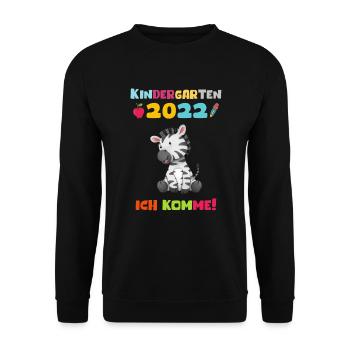 Kindergarten 2022 Ich Komme Zebra Kita Geschenk - Unisex Pullover - Schwarz - Vorne - Alina (178cm) & Michal (187cm)