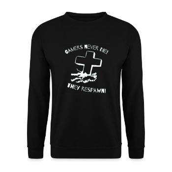 Les joueurs de chemise de jeu ne meurent jamais respawn - Sweat-shirt Unisexe - noir - Devant - Alina (178cm) & Michal (187cm)