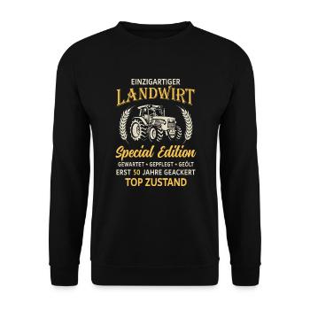 50. Geburtstag Landwirt Traktor Bauer - Unisex Pullover - Schwarz - Vorne - Alina (178cm) & Michal (187cm)