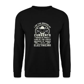 Keeper of Currents Bringer of Power Electrician - Unisex Sweatshirt - black - Front - Alina (178cm) & Michal (187cm)
