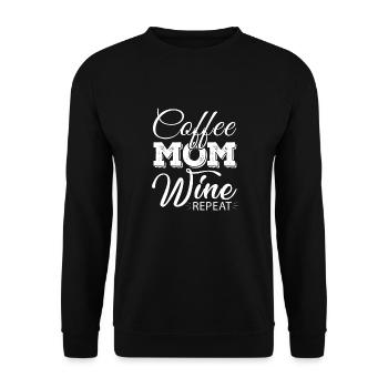 Coffee Mom Wine Repeat - fun drinking morning - Unisex Sweatshirt - black - Front - Alina (178cm) & Michal (187cm)