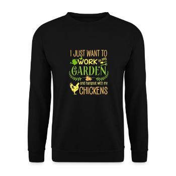 Work in my Garden hangout with my Chickens - Unisex Sweatshirt - black - Front - Alina (178cm) & Michal (187cm)