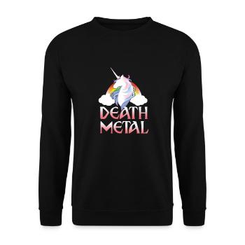 Death Metal - magical rainbow unicorn - Unisex Pullover - Schwarz - Vorne - Alina (178cm) & Michal (187cm)