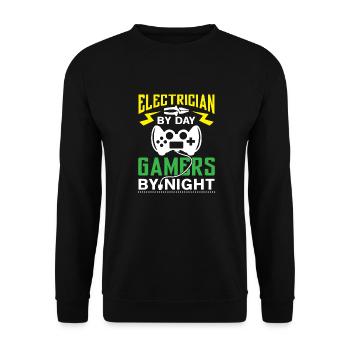 Electrician by Day Gamers by Night - arcade player - Unisex Sweatshirt - black - Front - Alina (178cm) & Michal (187cm)