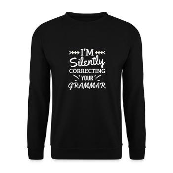 I'm silently correcting your Grammar - teacher - Unisex Pullover - Schwarz - Vorne - Alina (178cm) & Michal (187cm)