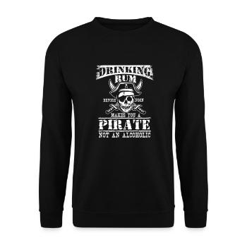 Drinking Rum before Noon makes you Pirate - Unisex Sweatshirt - black - Front - Alina (178cm) & Michal (187cm)