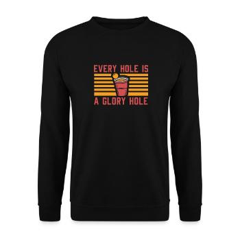 Funny Beer Pong - Every Hole Is a Glorious Hole - Unisex Sweatshirt - black - Front - Alina (178cm) & Michal (187cm)