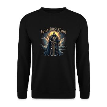 WARRIOR OF GOD - Schwarzer Ritter - Unisex Pullover - Schwarz - Vorne - Alina (178cm) & Michal (187cm)