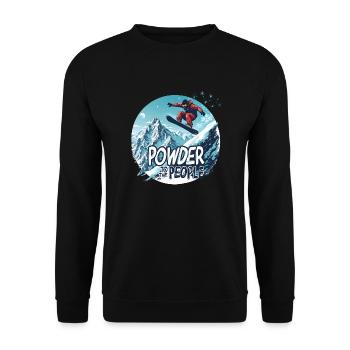 Powder to the People – Snowboard & Powder - Unisex Pullover - Schwarz - Vorne - Alina (178cm) & Michal (187cm)