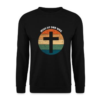 Jesus ist der Weg - Religion Bibel Gott - Unisex Pullover - Schwarz - Vorne - Alina (178cm) & Michal (187cm)