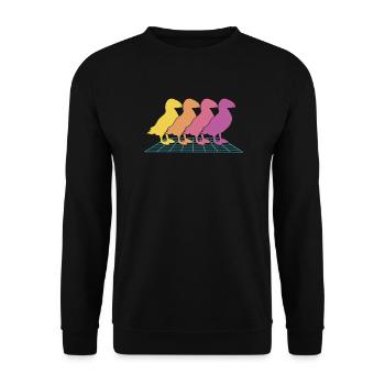 Papageitaucher Puffin Papageientaucher Retrowave - Unisex Pullover - Schwarz - Vorne - Alina (178cm) & Michal (187cm)
