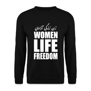Women life freedom iran - Unisex Sweatshirt - black - Front - Alina (178cm) & Michal (187cm)