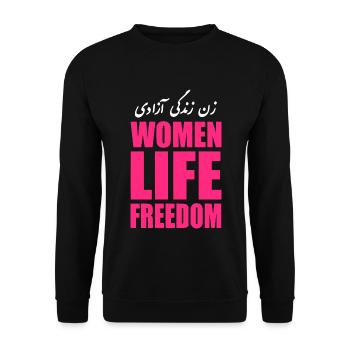 women life freedom - Unisex Sweatshirt - black - Front - Alina (178cm) & Michal (187cm)