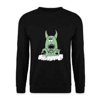Niedliche, aber furchterregende Monster-Crew - Unisex Pullover - Schwarz - Vorne - Alina (178cm) & Michal (187cm)