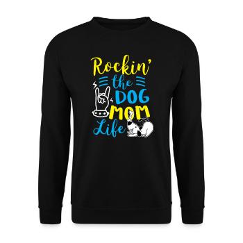 Dog Lover Rockin Le Chien Maman Vie Cadeau d’Anniversaire - Sweat-shirt Unisexe - noir - Devant - Alina (178cm) & Michal (187cm)